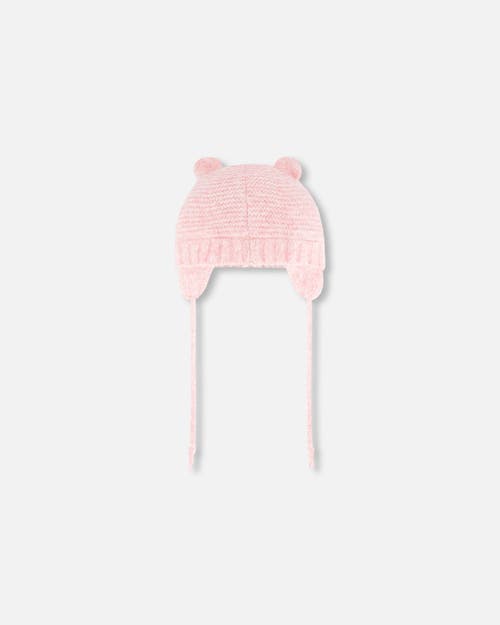 Shop Deux Par Deux Baby Girl's Knit Hat With Ears Pink In Coral Cloud