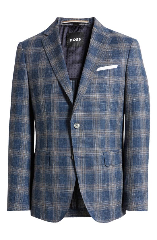 Shop Hugo Boss Hutson Plaid Wool Blend Sport Coat In Open Blue