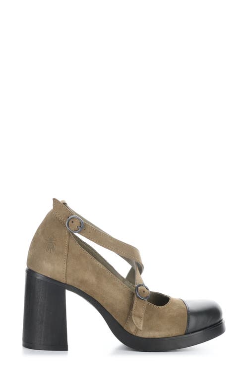 Shop Fly London Sliv Strappy Block Heel Pump In 001 Black/taupe