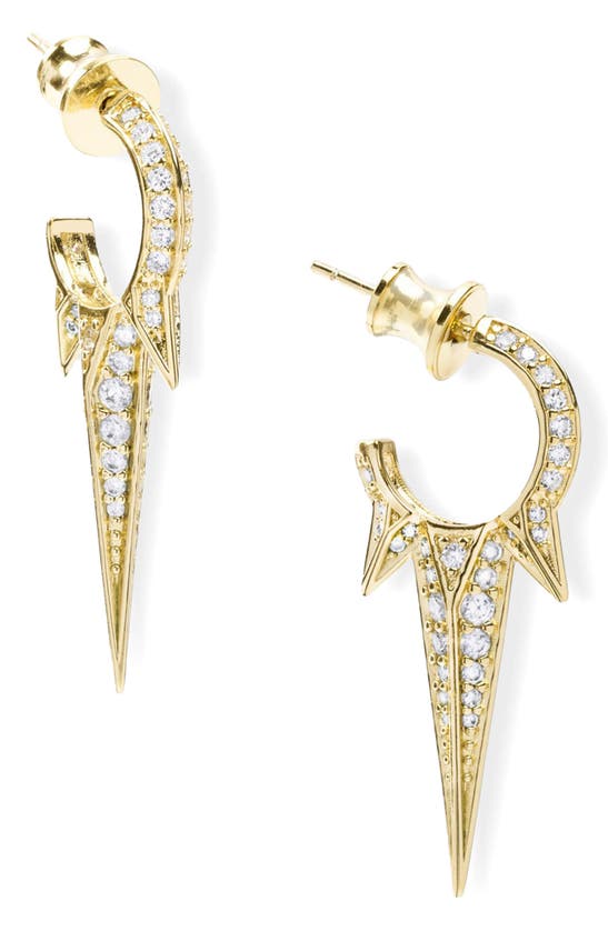 Shop Melinda Maria Gabriella Pavé Triple Spike Hoop Earrings In Gold