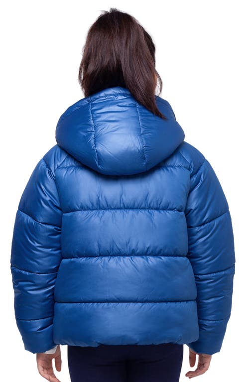 Rokka&rolla Kids' Heavyweight Puffer Jacket Fleece Lined Bubble Coat In Indigo Blue