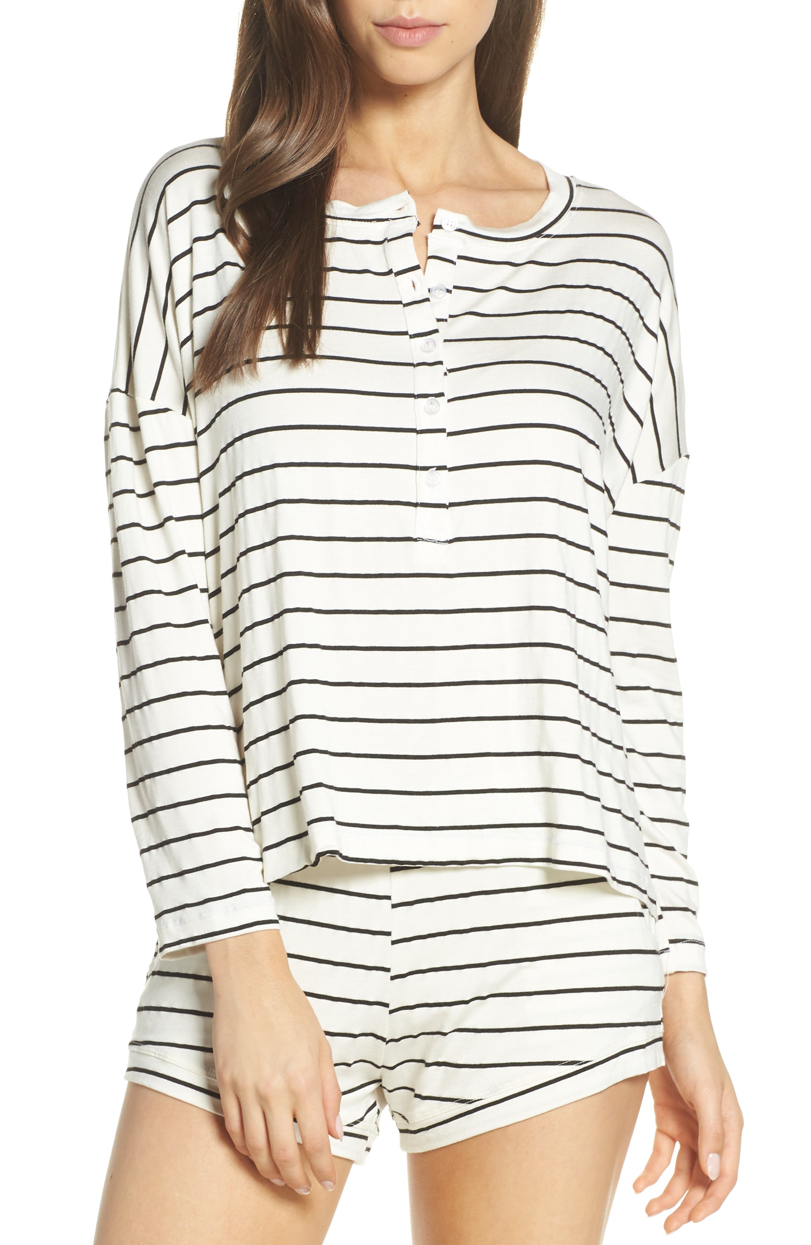 Maison Du Soir Courtney Stripe Pajama Top, Ivory