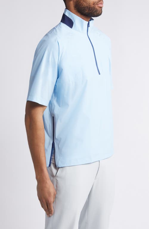 Johnnie-o Stealth Stowable Short Sleeve Pullover Rain Jacket In Maliblu