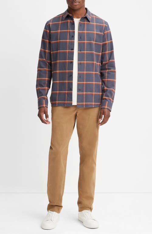 Shop Vince Skipton Plaid Flannel Button-up Shirt In Night Storm/rust Amber