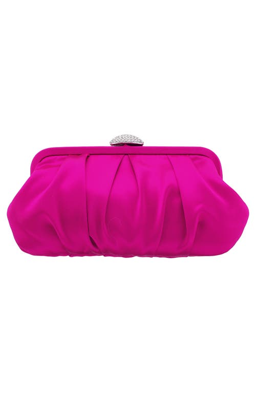 Shop Nina Concord Pleated Satin Frame Clutch In Parfait Pink