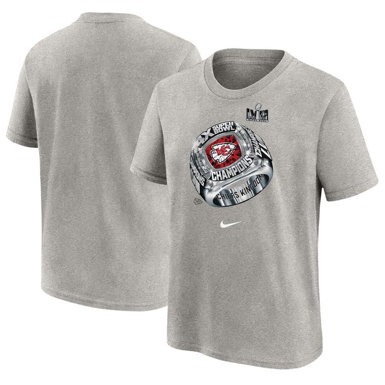 Shop Nike Youth   Gray Kansas City Chiefs Four-time Super Bowl Champions T-shirt