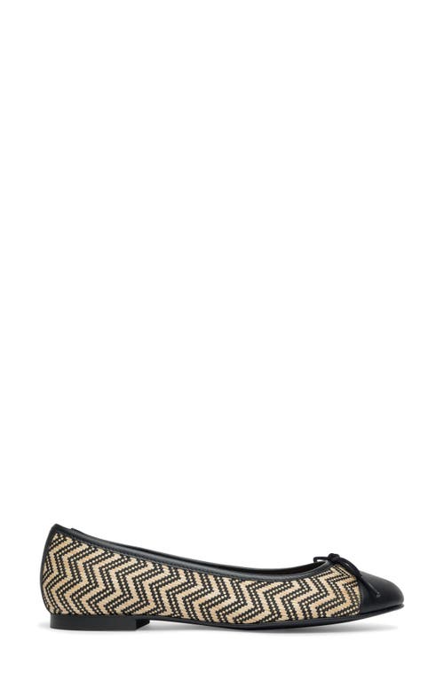 Shop Jon Josef Bella Cap Toe Raffia Ballet Flat In Black/natural