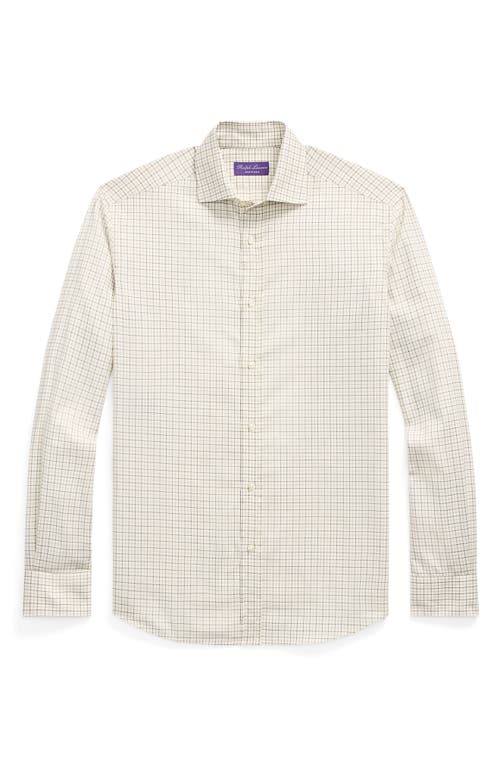 Shop Ralph Lauren Purple Label Mini Tattersall Cotton Button-up Shirt In Light Mel Grey Cream