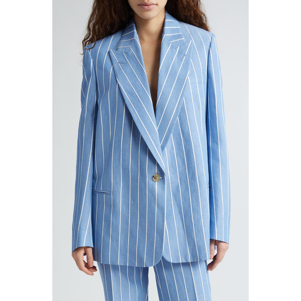 Stella Mccartney Oversize Pinstripe Blazer In 8540 - Blue/white