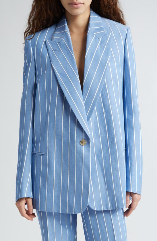 Stella Mccartney Oversize Pinstripe Blazer In 8540 - Blue/ White