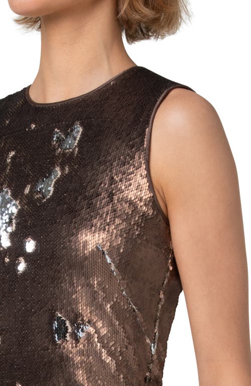 Shop Akris Flip Sequin Sleeveless Top In Vicuna-silver