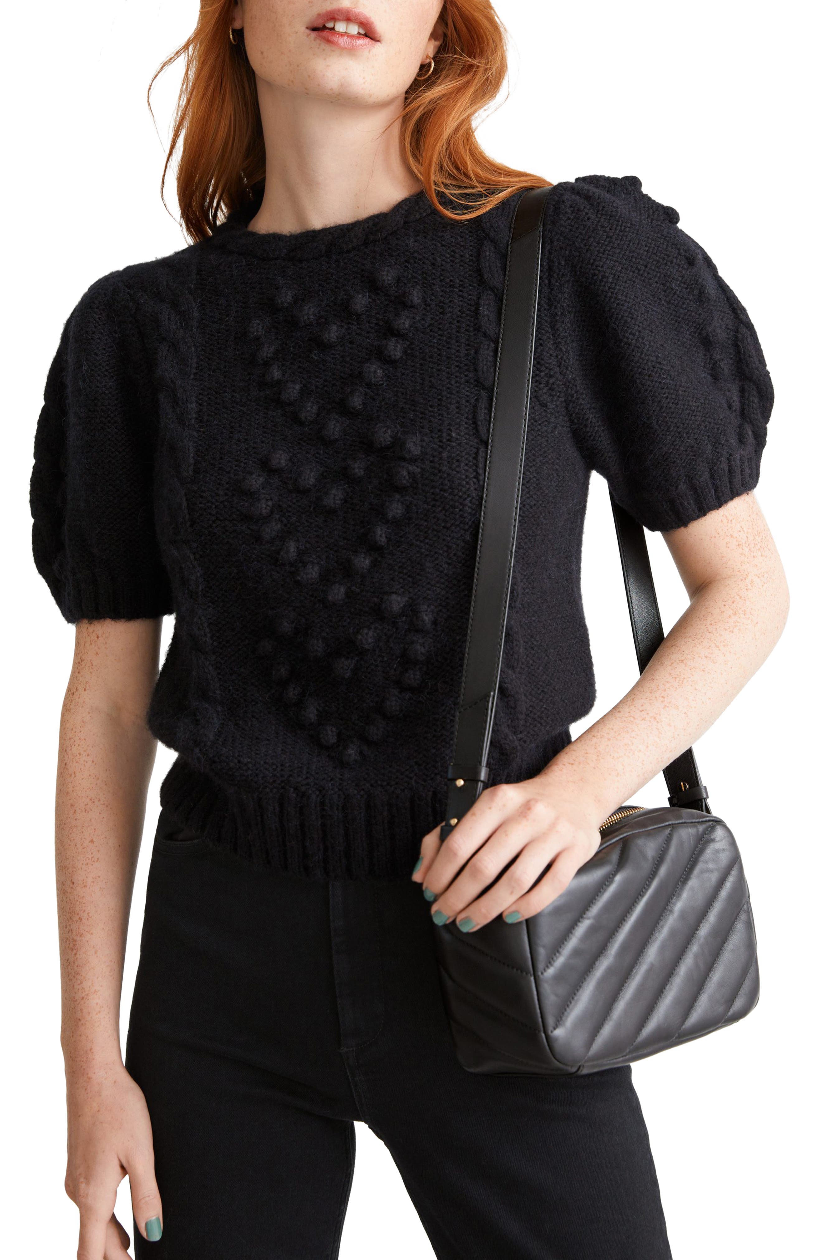 Cable Knit Short Sleeve Sweater 