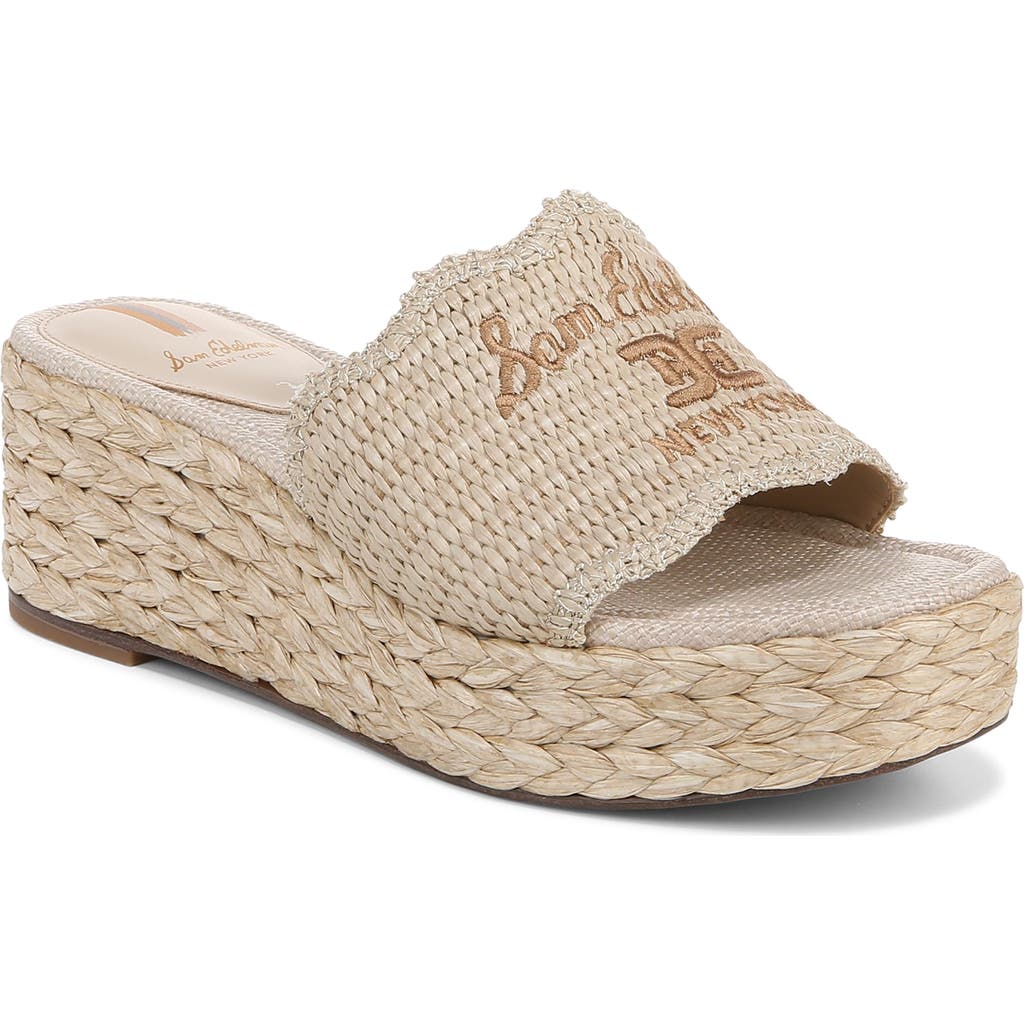 Sam Edelman Camila Platform Wedge Sandal Sandshell Raffia In Sandshell