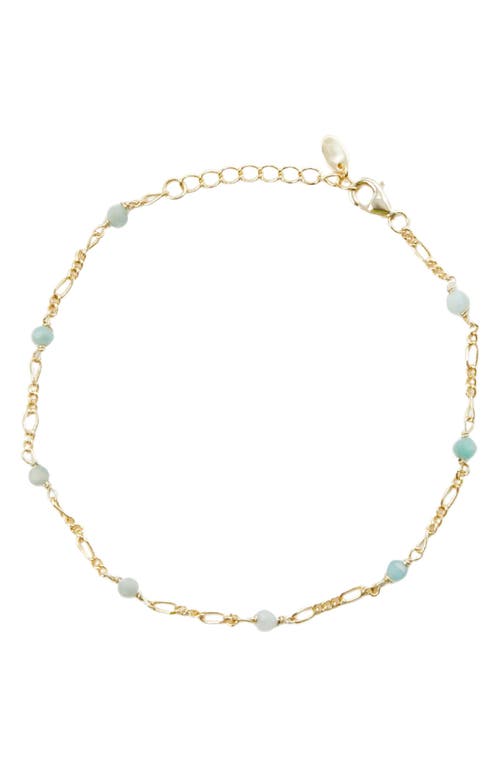 Stone Figaro Chain Anklet in Gold