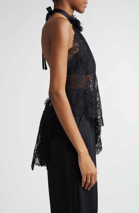 Dolce & Gabbana Asymmetrical Lace Top With Flower Detail In N0000 Nero