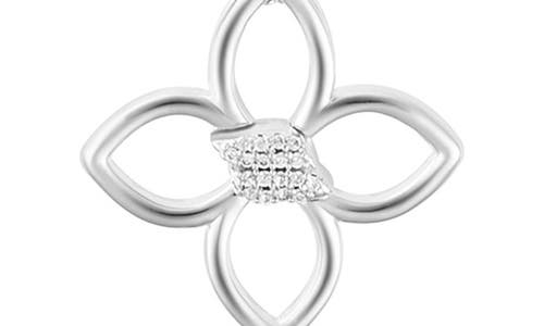 Adornia Sterling Silver Plated Adjustable Outline Cz Clover Necklace In Silver