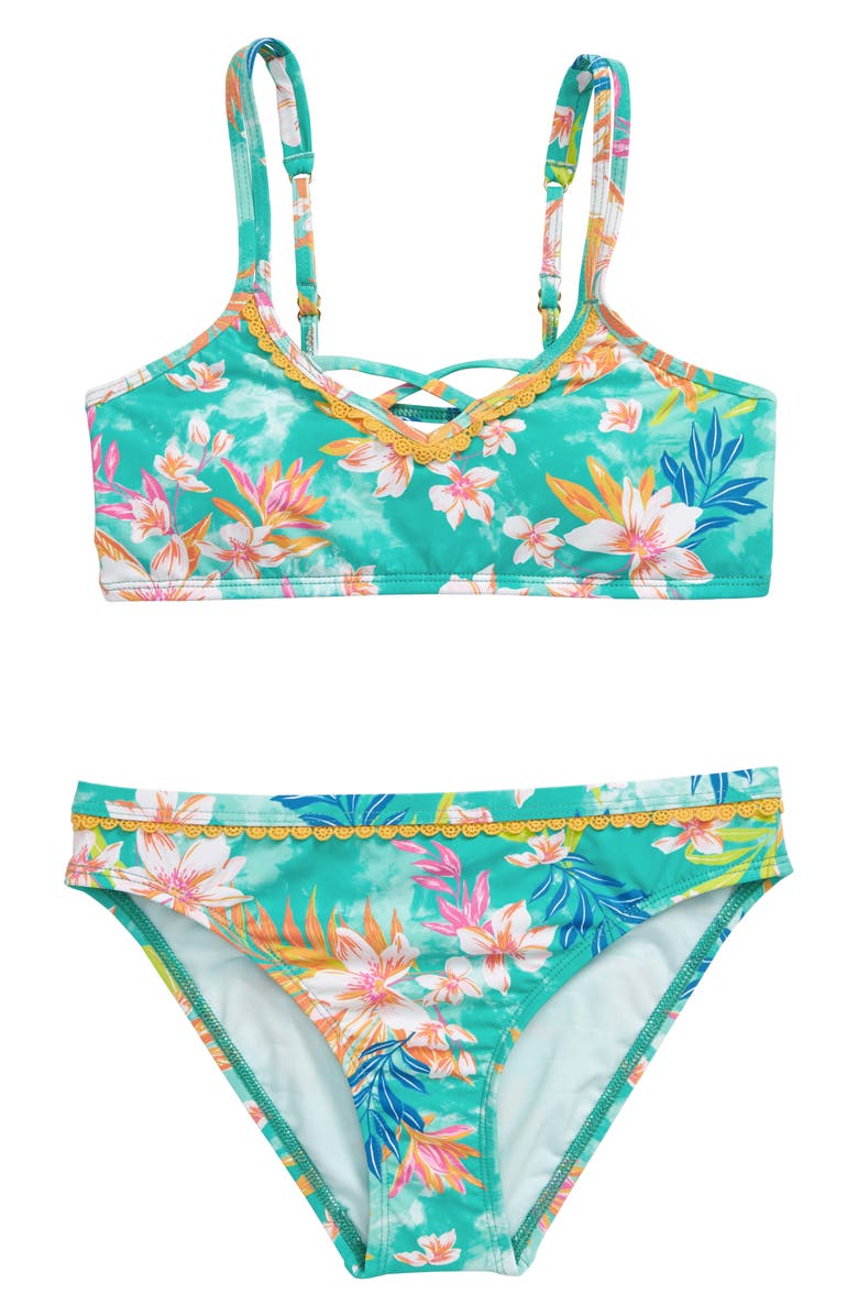 Hobie Tropical Tie Dye Floral Two-Piece Swimsuit (Big Girl) | Nordstrom