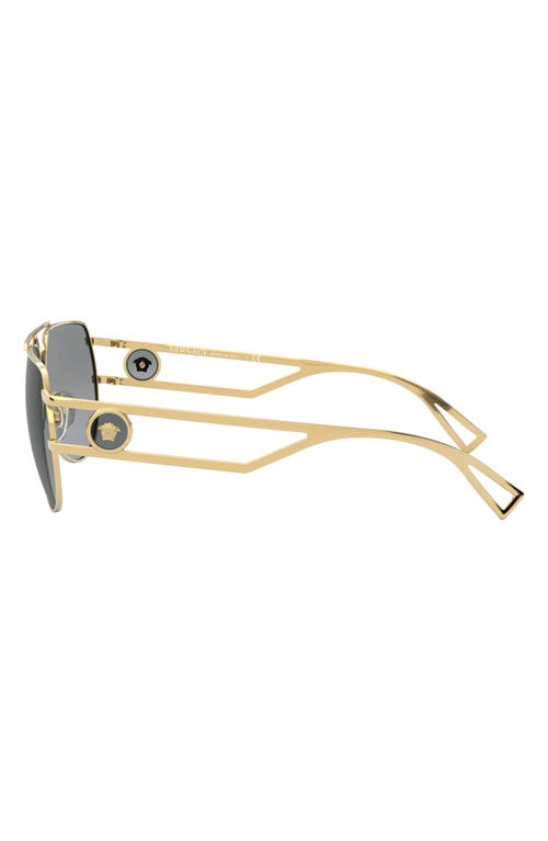 Shop Versace 60mm Aviator Sunglasses In Gold/grey