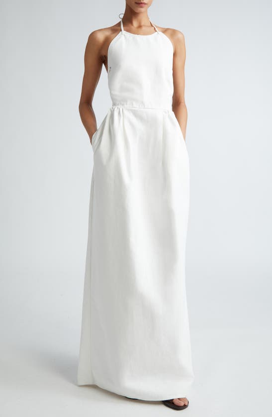 Shop Max Mara Europa Cotton Halter Gown In White