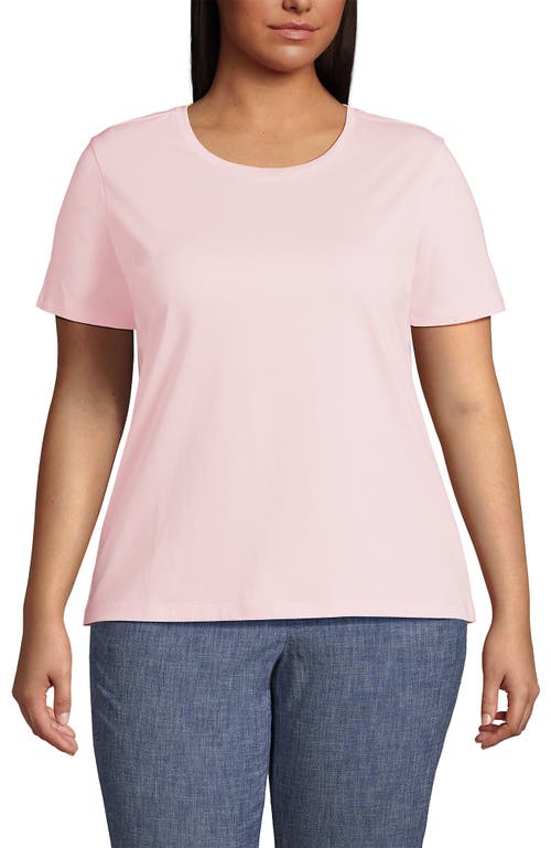 Shop Lands' End Plus Size Relaxed Supima Cotton Crew Neck T-shirt In Simply Pink