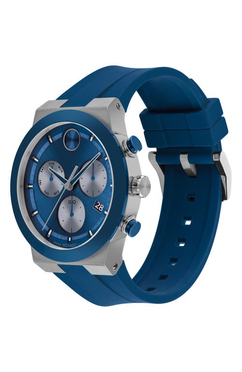 Movado Men's Bold Fusion Swiss Quartz Chrono Blue Silicone Watch 44.50mm In Blue