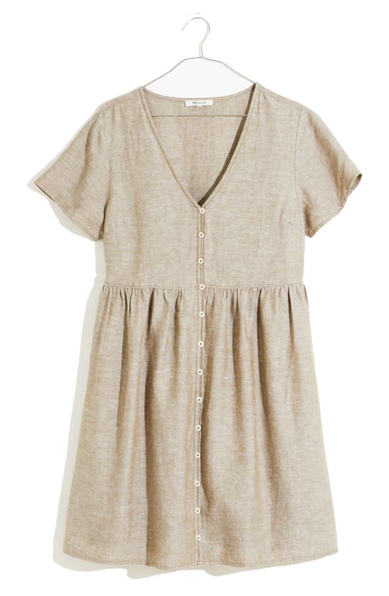 madewell linen v neck dress Women's Splitneck Mini Dress in 100% Linen - Size 00