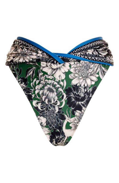 Shop Agua Bendita Lily Wats High Waist Bikini Bottoms In Green Multi