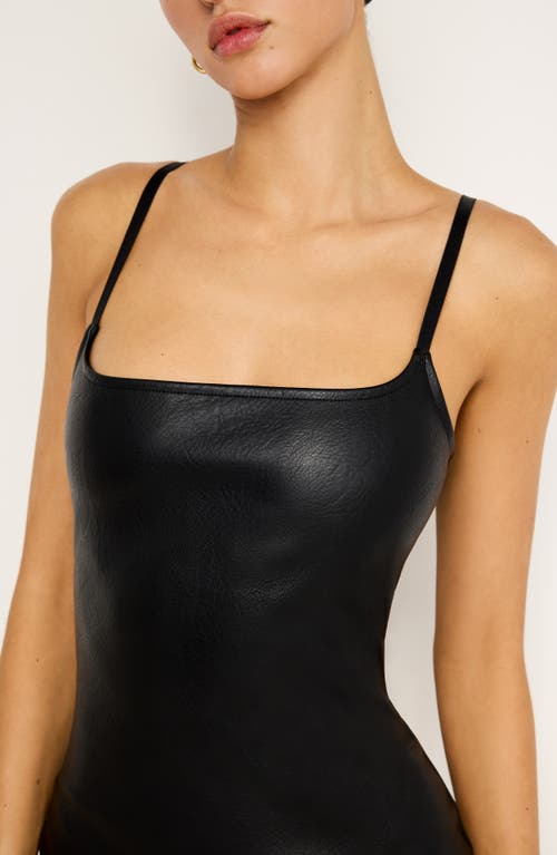 Shop Good American Faux Leather Cami Minidress In Black001