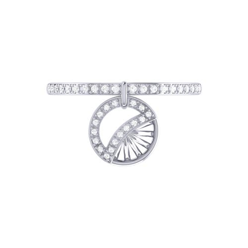 Luvmyjewelry Moon Phases Sterling Silver Diamond Charm Ring In Silver