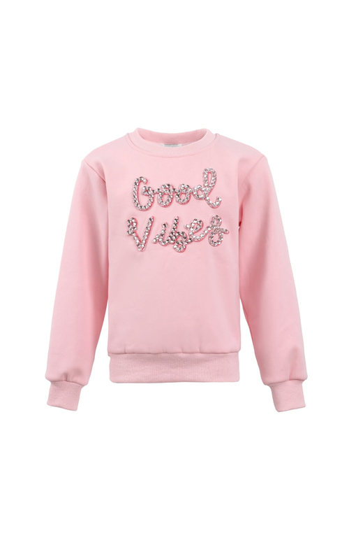 Lola + The Boys Sparkling Good Vibes Sweatshirt In Pink