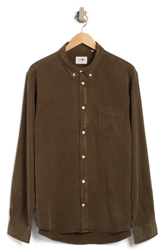 Nn07 Manza Slim Fit Button-down Shirt In Dark Army