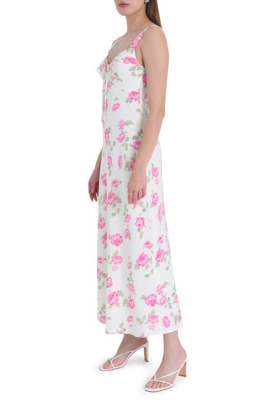 Wayf Romeo Floral Linen Blend Midi Dress In Ivory Roses