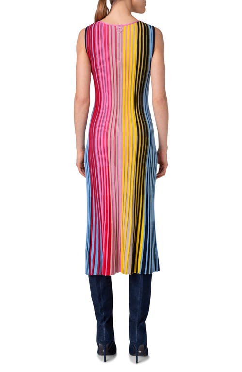 Shop Akris Punto Rainbow Stripe Wool Sweater Dress In Multicolor Pink