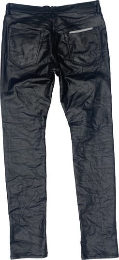 Purple Brand Mens Black Patent Leather Film Jeans – Extra Butter