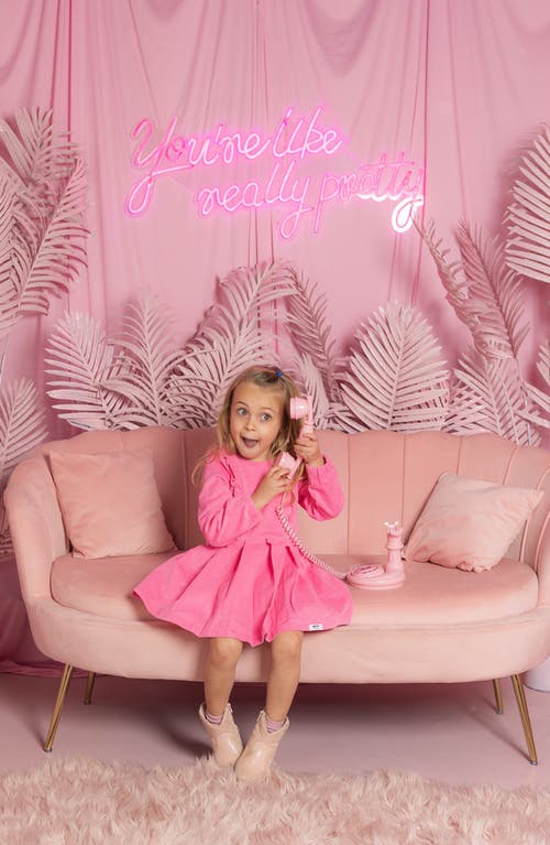 Worthy Threads Long Sleeve Ruffle Dress In Pink