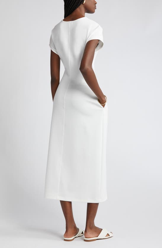 Shop Nordstrom Tie Waist Midi Dress In Ivory Cloud