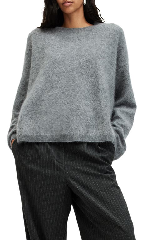 Shop Allsaints Rebel Cashmere Crewneck Sweater In Grey Marl