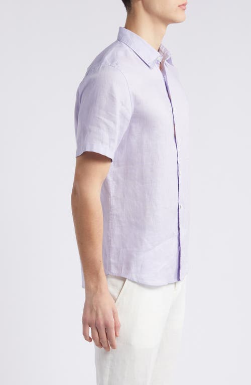 Shop Theory Irving Short Sleeve Button-up Shirt In Soft Iris