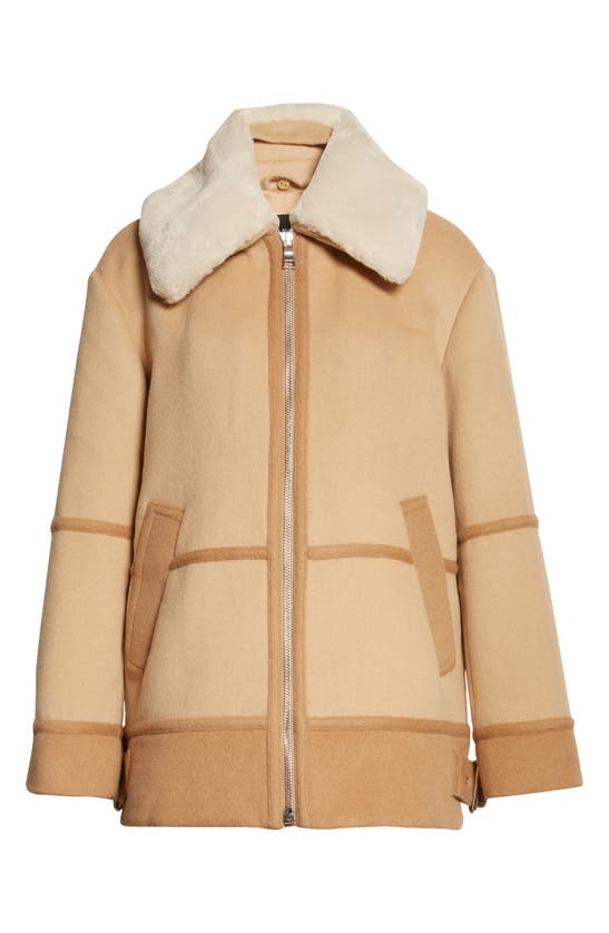 CLUB MONACO CLUB MONACO MIX MEDIA WOOL BLEND COAT WITH DETACHABLE FAUX SHEARLING LINER
