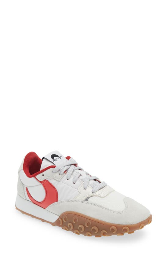Marine Serre White Recycled Nylon And Leather Sneakers With Crescent Moon Motif In White