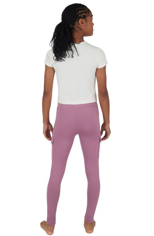 90 Degree By Reflex Kids' 2-pack Cargo Pocket Leggings In Dusky Orchid/black