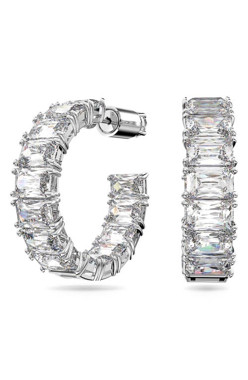 Shop Swarovski Matrix  Hoop Earrings In Silver/clear Crystal