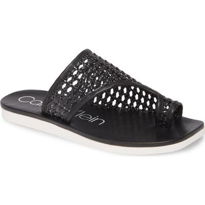 Calvin Klein Rilla Woven Slide Sandal, Black