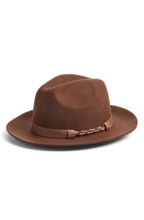 Nordstrom Braided Trim Wool Fedora In Brown Combo