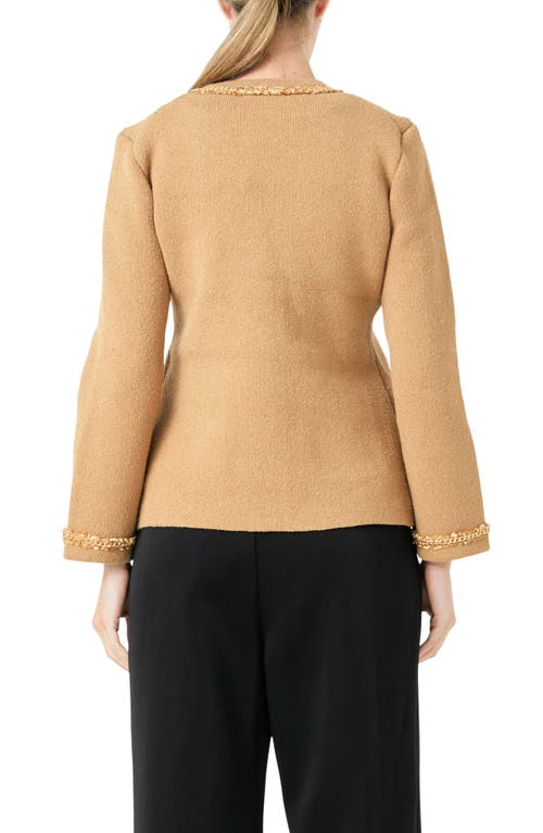 Endless Rose Trim Detail Cardigan In Camel