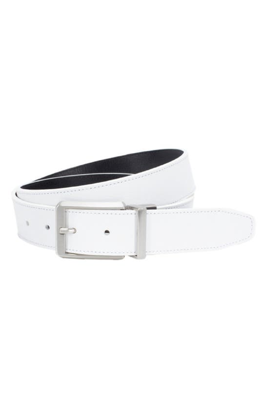 Shop Nike Core Reversible Leather Belt In White/black