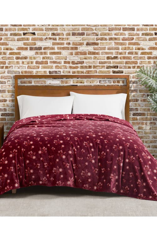 Lucky Brand Daisy Faux Shearling Throw Blanket In Red