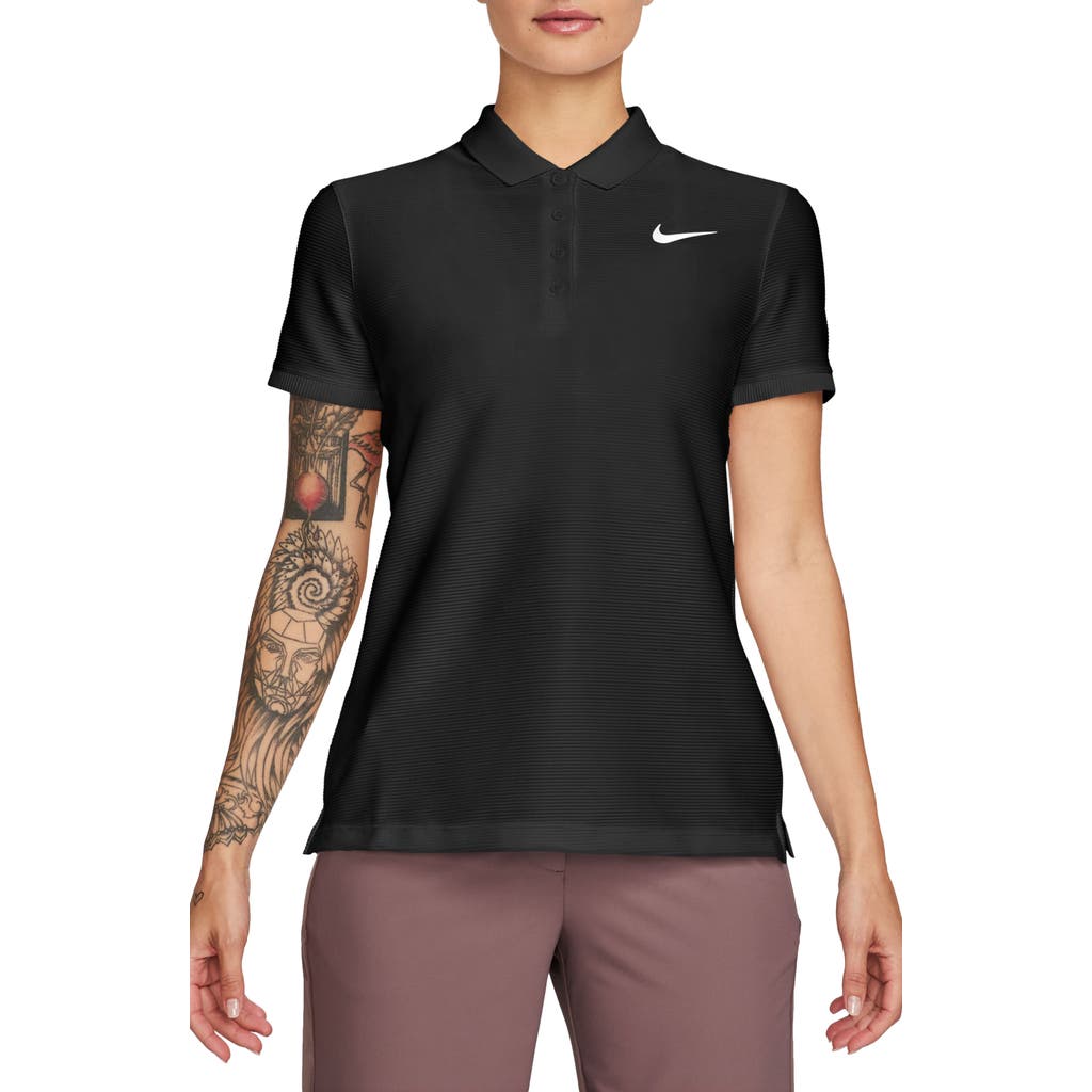 Nike Victory Dri-fit Ottoman Knit Golf Polo In Black