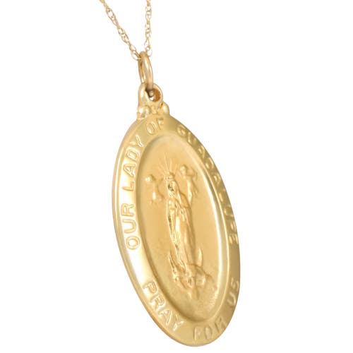 Bliss Diamond 14k Gold Lady Of Guadalupe Medal Pendant 1" Tall 4 Grams In Yellow Gold