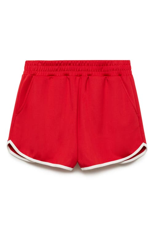 Shop Mango Contrast Trim Dolphin Hem Shorts In Intense Red